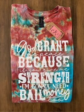 Handmade God Grant Me Peace Graphic Tie Dye Tee NWT XL